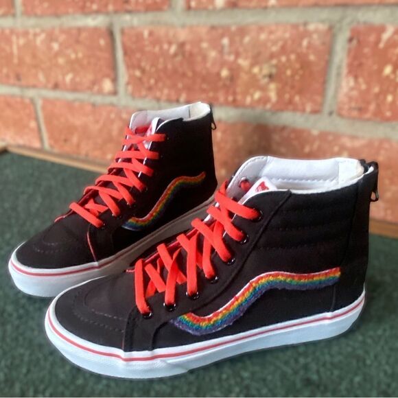 Vans SK8-Hi Zip Chenille Rainbow Kids Size 3.5 - Picture 9 of 14